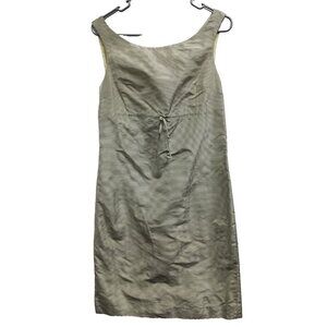 Vintage Stephen Digeronimo Womens 100% Silk Sheath Dress Size 4 Gray Green Check